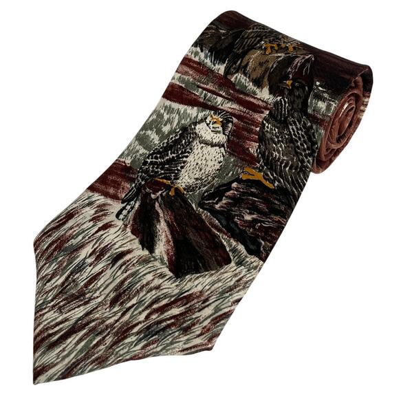 Endangered Species Large Endangered Birds 100% Silk Neck Tie - Picture 1 of 2